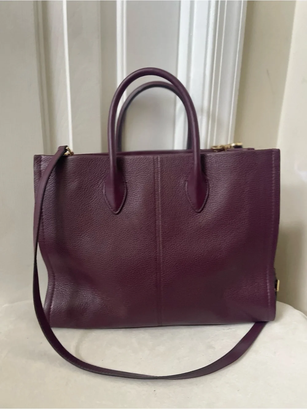Michael Kors Plum Leather Tote with Bold Logo